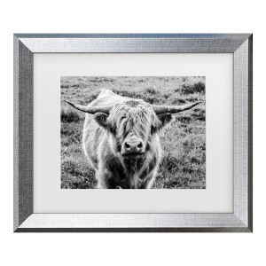 Trademark Fine Art - Nathan Larson Highland Cow Staring Contest Crop Matted Framed Art - 1 of 4