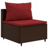 vidaXL 6-Piece Patio Lounge Set with Cushions - Brown Poly Rattan Modular Sofa Set with Tempered Glass Table, Ideal for Backyard, Garden, Terrace - 4 of 4