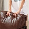 PU Leather Accent Armchair with Metal Armrests, Extra Thick Padded Cushion and Non-Slip Feet - 3 of 4
