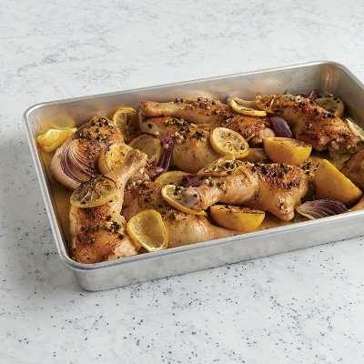 Nordic Ware 17.9x13 Aluminum Naturals High Sided Cake Sheet Pan: Hand Wash, Oven-Safe Baking Pan, Silver