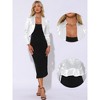Allegra K Women's Satin Open Front Ruched Long Sleeves Cropped Bolero Shrug - 2 of 4