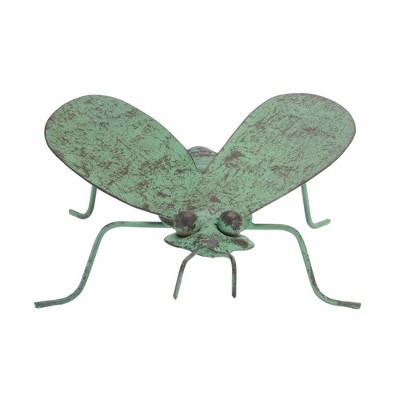 Distressed Green Iron Bumble Bee Garden Accents, Set of 2