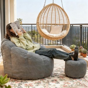 Hooseng Bean Bag Chair, Upholstered Bean Bag Sofa with Back and Footstool, Lazy Sofa， Memory Foam Stuffed Lazy Sofa - 1 of 4