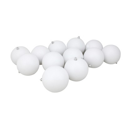 Northlight 12ct Shatterproof Matte Christmas Ball Ornament Set 4" - White