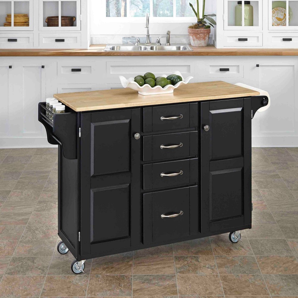 Home Styles Furniture Create-a-Cart Black Finish with Wood Top - 9100-1041