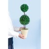 Gulches D7x22"H Two-Tiered Faux Boxwood Sphere Topiary in Cream Pot - 4 of 4