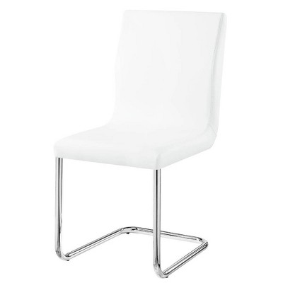 Palton 17" Dining Chairs White and Chrome - Acme Furniture: Leather Upholstery, Metal Frame, No Assembly Required