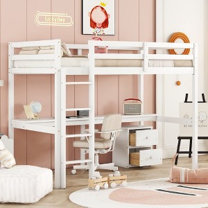 NicBex Twin Sie Loft Bed with Desk Wooden Bed Frame with 2 2 Drawers Drawers, Ladder and Full Length Guardrail, No Box Spring Required - 1 of 4