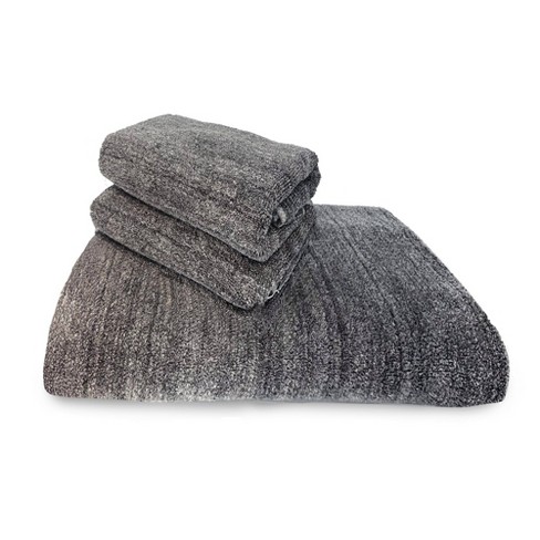 3pc Melange Viscose From Bamboo Cotton Bath Towels Charcoal