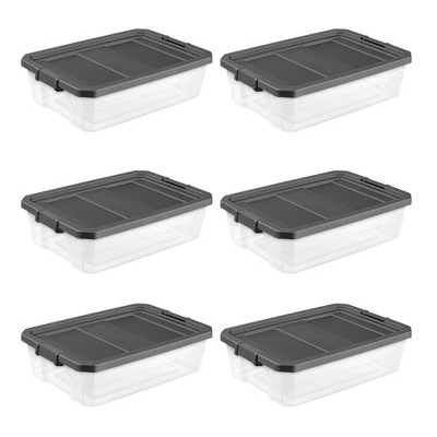 Sterilite 40 qt. HingeLID Storage Box Plastic, Flat Gray, Set of 6