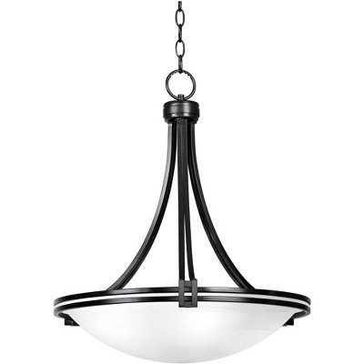 Possini Euro Design Oil Rubbed Bronze Pendant Chandelier 21 1/2" Wide Modern Marbleized Glass Bowl 3-Light Fixture for House Foyer