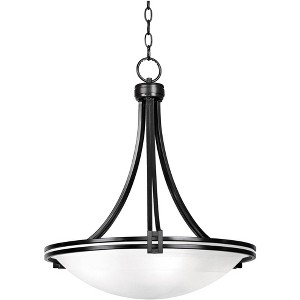 Possini Euro Design Deco Oil Rubbed Bronze Pendant Chandelier 21 1/2" Wide Modern White Marbled Bowl Glass 3-Light Fixture for Dining Room Kitchen - 1 of 4