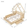 1pc Queen Platform Bed Frame, Solid Wood with Storage Drawers, Guardrail House Style for Kids or Teens Bedroom - Baofuwish - 4 of 4