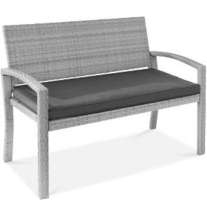 Best Choice Products 2-Person Outdoor Wicker Bench Garden Patio Porch Furniture w/ 700lb Capacity, Cushion - 1 of 4