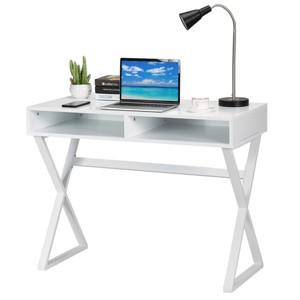 Tangkula Writing Desk Makeup Vanity Table Modern Computer Desk With 2 Storage Compartments - 1 of 4