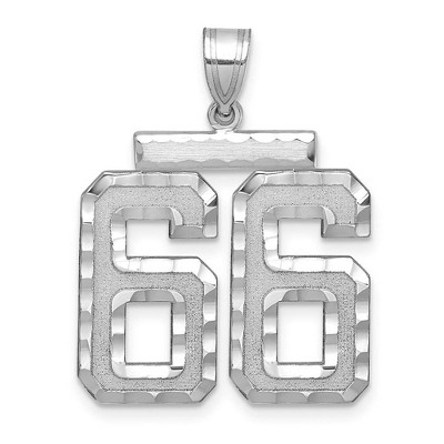 Black Bow Jewelry 14k White Gold, Varsity Collection, Large D/C Pendant, Number 66