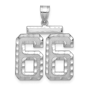 Black Bow Jewelry 14k White Gold, Varsity Collection, Large D/C Pendant, Number 66 - 1 of 3