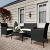 4-Piece All-Weather Wicker Patio Set, Outdoor Rattan Conversation Furniture with Cushions & Glass Table, for Garden, Porch, Poolside - 2 of 4