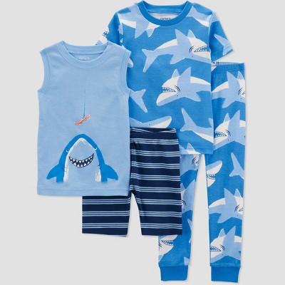 Image of Carter's Just One You®️ Toddler Boys' 4pc Sharks Pajama Set - Blue 12M
