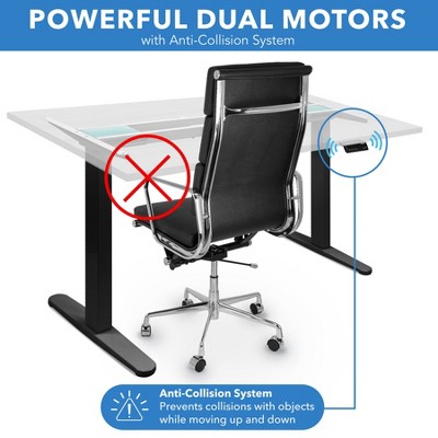 Adjustable Height Dual Motor Electric Standing Desk with Black Base and White Top