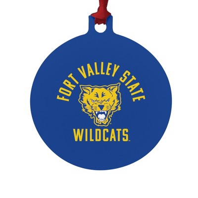 Fort Valley State University Wildcats Logo Aluminum Holiday Christmas Tree Ornament