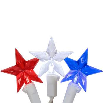Northlight 30ct LED Patriotic Stars Fourth of July String Light Set, 7ft White Wire