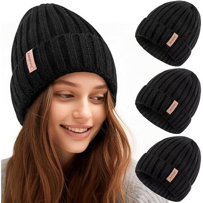 SENPUKI Womens Winter Knitted Beanie Hat 3PCS,Warm Knit Fashionable Caps,Womens Beanie for Fall Cold Weather