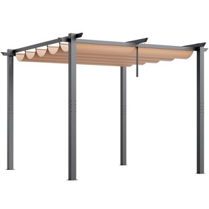 VEVOR 10'x10' Outdoor Retractable Pergola with Canopy, Aluminum Pergola with Retractable Canopy, Modern Pergola with Sun Shade Canopy, Beige - 1 of 4