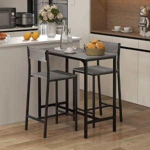 Kumasinova 3-Piece Barstool Set of 3 with Table,Industrial Counter Height Bar Stools and Dining Table Grey Stools for Kitchen Counter - 1 of 4