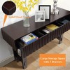 KIGFTSOD Mid Century Farmhouse Fluted Console Table - Storage Drawers, Solid Wood Legs, for Living Room TV, Entryway & Hallway - 3 of 4