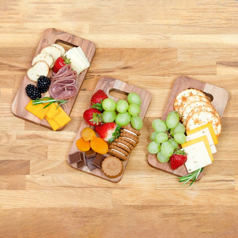 AuldHome Design Mini Wood Charcuterie Boards, 3pc Set; Personal-Sized Rectangular Serving Acacia Wooden Trays, 2 of 9