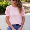 Amaryllis Women's Heather Knit Top Puff Sleeves Back Button Detail Casual Elegant Versatile Comfortable Essential - 4 of 4
