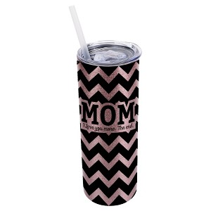 Elanze Designs Bubblegum Pink 20 Ounce Double Wall Stainless Steel Glitter Travel Tumbler With Sliding Lid And Straw, Mom I love you more. The End - 1 of 4