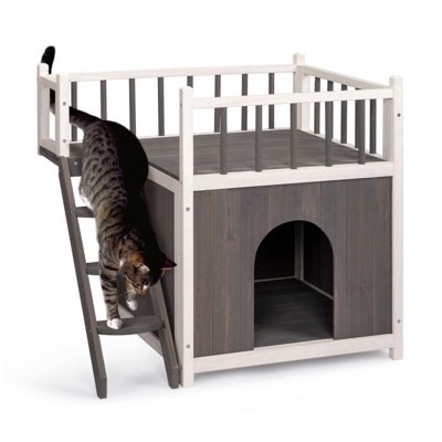 Karl Home 2-Story Wooden Feral Cat House Dog House for Outdoor and Indoor,