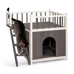 Karl Home 2-Story Wooden Feral Cat House Dog House for Outdoor and Indoor, - 1 of 4
