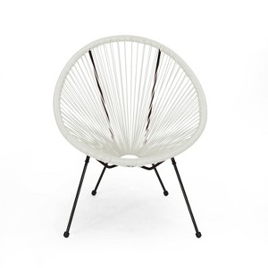 Christopher Knight Home Anson Outdoor Acapulco Woven Patio Accent Chair White/Black - 1 of 4