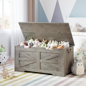 Storage Chest, Wood Large Toy Box,Toy Chest for Boys Girls, Storage Bench with Safety Hinge, Farmhouse Storage Trunk - 1 of 4