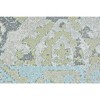 8' Blue Green and Gray Floral Power Loom Worn Faded Round Rug - 4 of 4