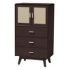 Baxton Studio Giancarlo Wood 3 Drawer Storage Chest with Rattan door Espresso Brown/Light Brown: Accent Cabinet, Particle Board Frame - 2 of 4