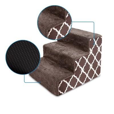 Brown Lattice Print 3-Step Foam Pet Stairs