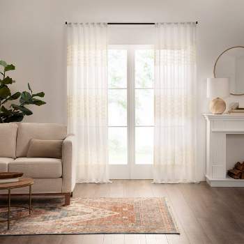 1pc 50"x84" Light Filtering Gilson Striped Window Curtain Panel Ivory - Mercantile