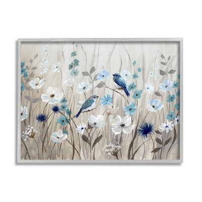 Stupell Birds in Meadow Blue Blossoms Framed Giclee