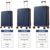 Syemin Luggage Luggage Sets 3 Piece Expandable Hard shell ABS Suitcases with Double Spinner Travel luggage Set with TSA Lock, Blue, 18.3"*12"*29.9" - 3 of 4