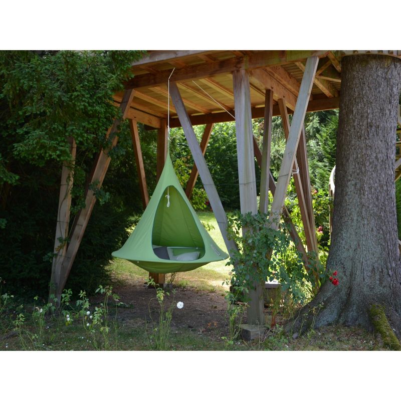 The Hamptons Collection 72” Green Two Person Hanging Cacoon Chair with Hanging Hardware, 2 of 3