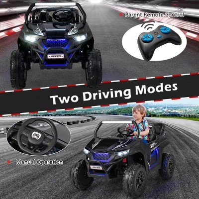 Black 12V 2-Seater Kids Ride-On UTV with Music and Lights