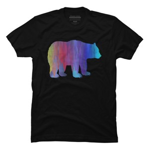 Adult Design By Humans Melting Rainbow Watercolor Bear By Maryedenoa T-Shirt - 1 of 2