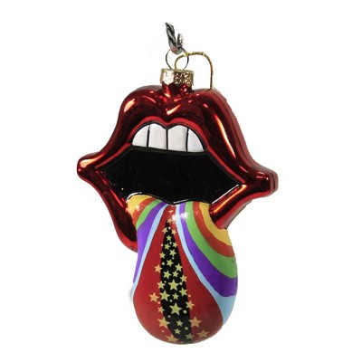 Holiday Ornament 4.5" Rainbow Galactic Lips Ornament Rolling Stones Tongue  -  Tree Ornaments