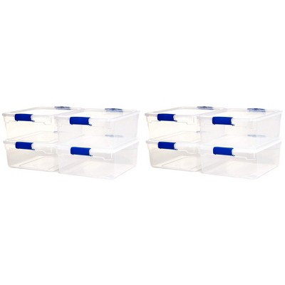 Homz Heavy Duty Modular Stackable Storage Tote Containers With Latching  Lids : Target