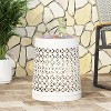 CAVINAS Flower Patten Ceramic Tile Outdoor Patio End Table with Lace Cut Design,Small Side Table for Patio,Garden,Balcony - 2 of 4