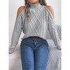 Clearlove Women's Off The Shoulder Sweater Cable Knit Long Sleeve Ribbed Fall Going Out Sweater Pullover - 3 of 4